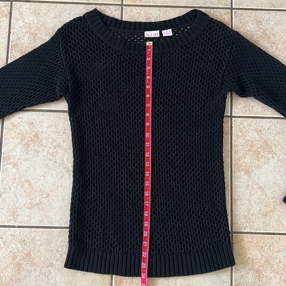90s/Y2K Alloy Black Open Knit Long Sleeve Sweater Top, Sz Medium - Picture 10 of 10